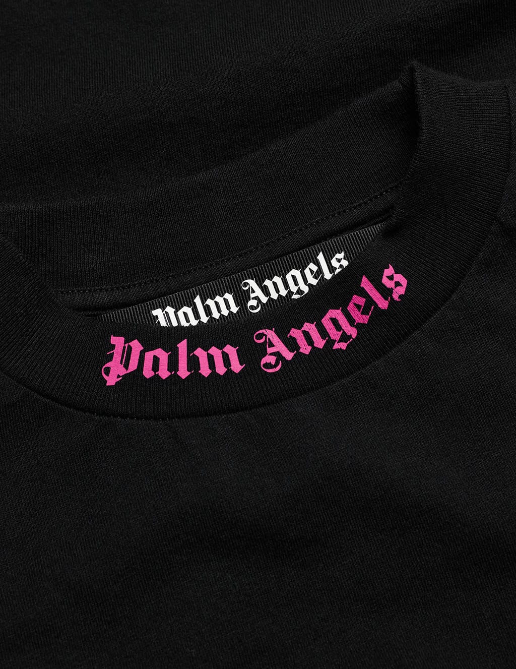 Palm Angels Double Logo T-Shirt Black/Fushia - Esquire Clothing